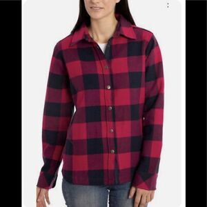 Orvis Red Black Buffalo Plaid Fleece Lined Flannel Jacket Size large